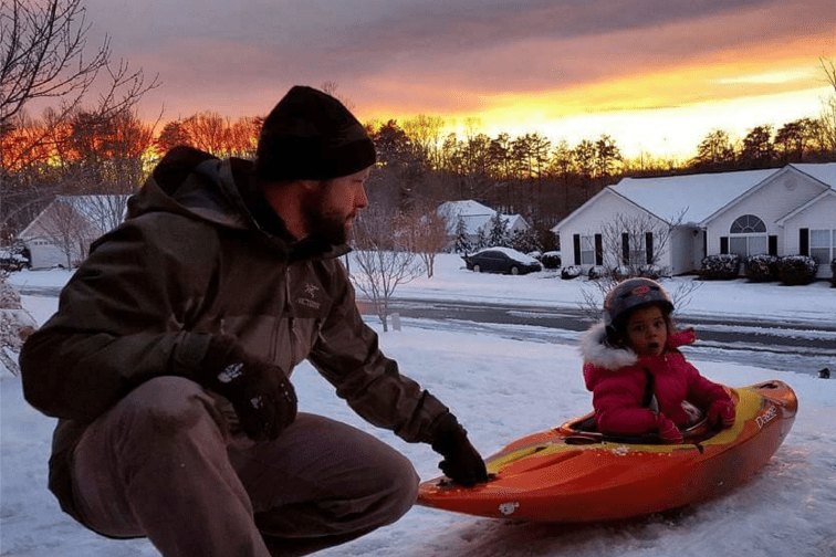 Snow kayaking